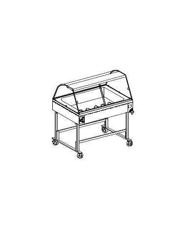Vetrina calda bagnomaria su carrello-Vetri dritti-Cm.112x63x150h