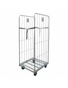 Carrello roll container - base con 4 ruote blu antitraccia (2 girevoli), 2 sponde laterali, 2 cinghie e 2 targhe - cm 80,5x71x18
