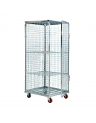 Carrello roll container antifurto sicurezza - con rete antitaccheggio e chiusura lucchettabile - 4 ruote polipropilene (2 girevo