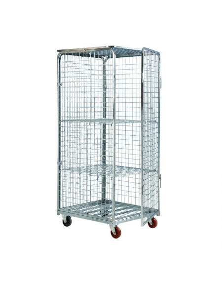 Carrello roll container antifurto sicurezza - con rete antitaccheggio e chiusura lucchettabile - 4 ruote polipropilene (2 girevo