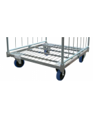 Carrello roll container basso - base con 4 ruote gomma elastica, 2 sponde laterali, 2 cinghie e 1 targa - cm 80,5x71x165h