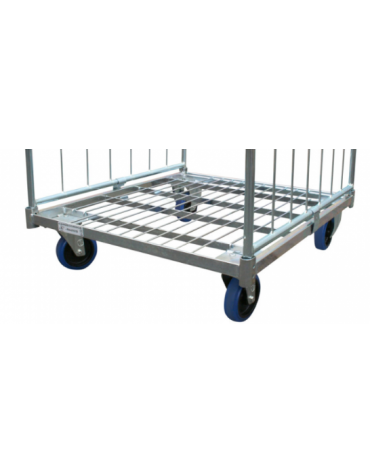 Carrello roll container basso - base con 4 ruote gomma elastica, 2 sponde laterali, 2 cinghie e 1 targa - cm 80,5x71x165h