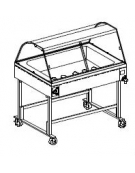 Vetrina calda bagnomaria su carrello-Vetri dritti-Cm.140x63x150h