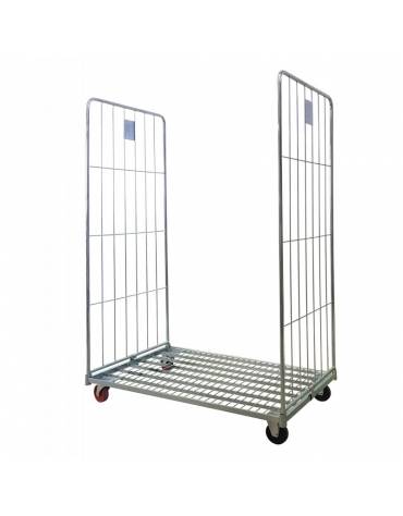 Carrello roll container Maxi - base con 4 ruote polipropilene (2 fisse - 2 girevoli) e 2 sponde laterali - cm 120x80,5x180h