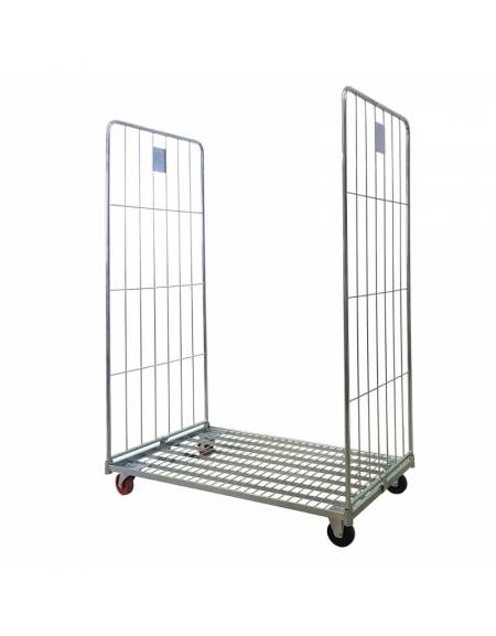 Carrello roll container Maxi - base con 4 ruote polipropilene (2 fisse - 2 girevoli) e 2 sponde laterali - cm 120x80,5x180h