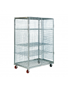 Carrello roll container antifurto sicurezza MAXI con rete antitaccheggio - 4 ruote polipropilene (2 girevoli) - cm 80x120x180h
