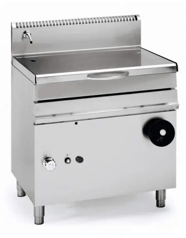 Brasiera basculante a gas Lt 50 - 1 vasca inox cm 70x46,5x20h, sollevamento vasca motorizzato - cm 80x70x85h