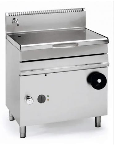 Brasiera basculante a gas, Lt 50 - 1 vasca inox cm 70x46,5x20h, sollevamento vasca motorizzato - cm 80x70x85h