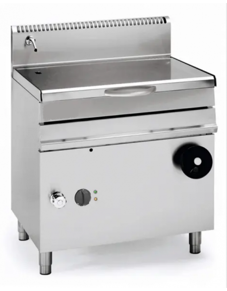 Brasiera basculante a gas, Lt 50 - 1 vasca inox cm 70x46,5x20h, sollevamento vasca motorizzato - cm 80x70x85h