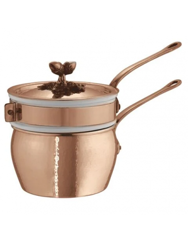 Casseruola bagnomaria con porcellana in rame - 1 manico - Ø cm 12 - h 14,5