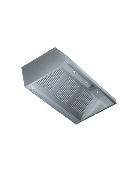 Cappa aspirante a parete inox professionale con motore aspiratore interno incluso e faretti a Led-cm. 120x90x45h