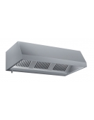 Cappa a parete inox aspirante professionale con motore aspiratore interno incluso e faretti a Led-cm. 140x90x45h