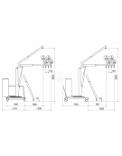 Carrello gru manuale girevole idraulica zavorrata Ruote (2 fisse, 2 girevoli con freno), portata Kg 500, sbraccio fino a cm 280