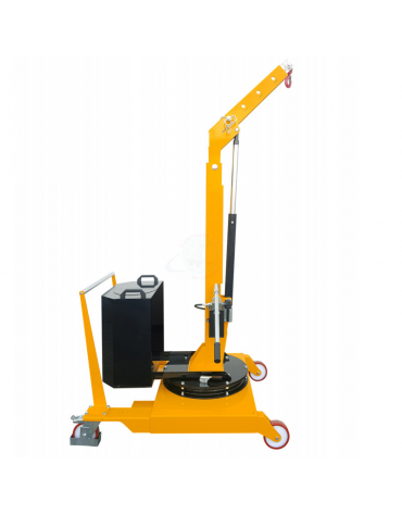 Carrello gru manuale girevole idraulica zavorrata Ruote (2 fisse, 2 girevoli con freno), portata Kg 500, sbraccio fino a cm 280
