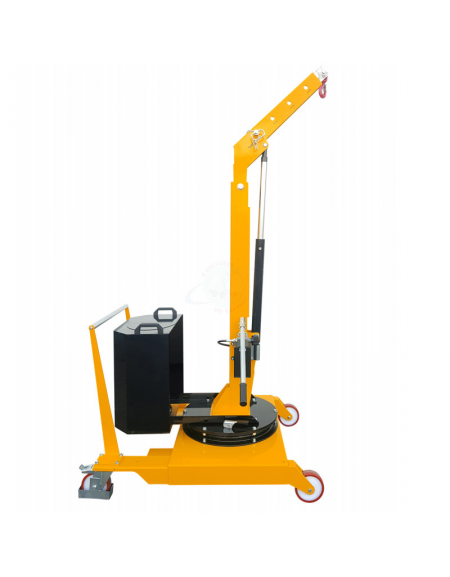 Carrello gru manuale girevole idraulica zavorrata Ruote (2 fisse, 2 girevoli con freno), portata Kg 500, sbraccio fino a cm 280