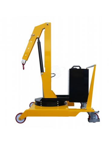 Carrello gru manuale girevole idraulica zavorrata Ruote (2 fisse, 2 girevoli con freno), portata Kg 500, sbraccio fino a cm 280