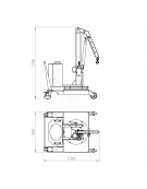 Carrello gru elettrica girevole idraulica zavorrata Ruote (2 fisse, 2 girevoli con freno) portata Kg 500