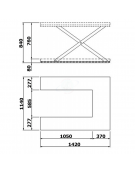 Piattaforma elettro-idraulica a U, extrabassa per pallets - piano cm 114x142 - portata Kg1000 - Altezza Sollevamento cm 84