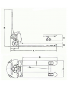 Carrello Transpallet con forche speciali da cm 130x54 - comando a leva 3 posizioni - Portata kg 2000