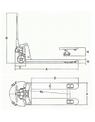 Carrello Transpallet con forche speciali da cm 180x54 - comando a leva 3 posizioni - Portata kg 1400