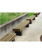 Panchina senza schienale con legno di pino, in acciaio zincato e verniciato - cm 200x40x44h