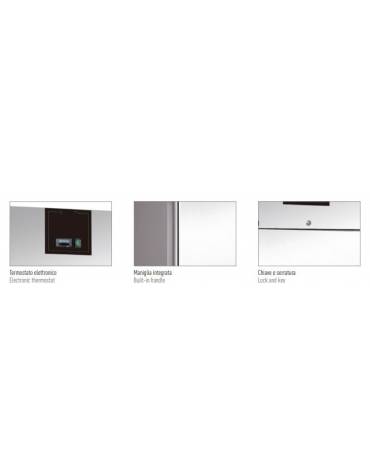 Armadio refrigerato in acciaio inox AISI 304 ventilato GN 2/1 - capacità 650 Lt. - temp. -2° +8°C -mm 740x830x2010h