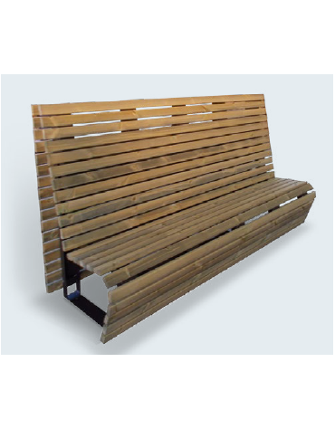 Panchina con schienale alto in legno di pino e con struttura in acciaio zincato e verniciato - cm 150x77,7x127,5h