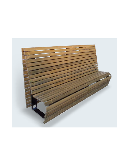 Panchina con schienale alto in legno di pino e con struttura in acciaio zincato e verniciato - cm 150x77,7x127,5h