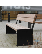 Panchina con schienale e seduta in legno di pino, struttura in acciaio zincata e verniciata - cm 180x51,9x82h