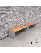 Panchina piana, con seduta in legno di pregio e struttura in acciaio zincata e verniciata - cm 180x47x45h