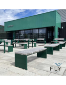 Panchina senza schienale, struttura in acciaio zincato e verniciato e doghe in legno di pregio - cm 183x47x45h