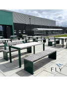 Panchina senza schienale, struttura in acciaio zincato e verniciato e doghe in legno di pino nordico - cm 183x47x45h