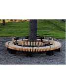 Panchina angolare con schienale, in legno di pregio e acciaio zincato e verniciato - modulo da cm 150x74h