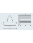 Panchina doppia in legno di pregio con schienale e con struttura in acciaio zincato e verniciato - cm 150x176,9x127,5h