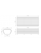 Panchina piana, struttura in acciaio zincato e verniciato con legno di pregio - cm 175x70x43h