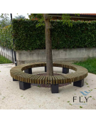 Panchina circolare in legno di pino e acciaio zincato e verniciato nelle varie colorazioni RAL - cm 150x45h