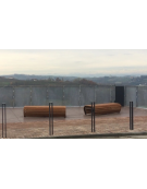 Panchina piana, struttura in acciaio zincato e verniciato con legno di pino - cm 175x70x43h