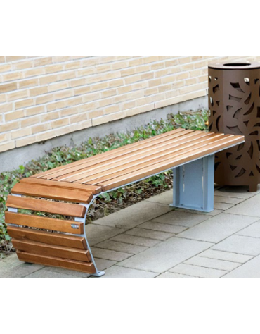 Panchina piana, con legno di pino ed acciaio, dal design elegante, cm176x50x43h