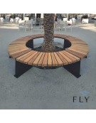 Panchina angolare senza schienale in acciaio e legno di pregio, finitura acciaio zincato e verniciato - Modulo da 90° o 45°