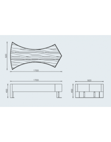 Panchina piana con design pregiato in acciaio e legno di pregio, finitura zincata e verniciata - Modulo da cm 170x92x45h