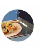 Vetrina refrigerata da banco per sushi - in acciaio inox con vetro curvo apribile mm 1437x380x255h