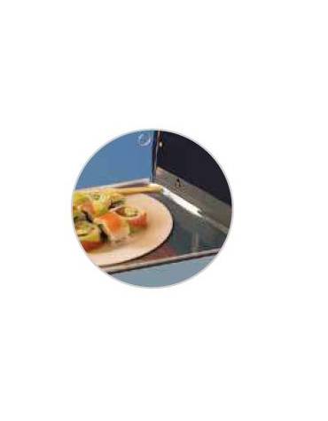 Vetrina refrigerata da banco per sushi - in acciaio inox con vetro curvo apribile mm 1437x380x255h