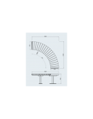 Panchina angolare senza schienale, seduta in legno di pino e struttura acciaio zincato e verniciato - Modulo da 45° o 90°