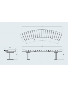 Panchina angolare senza schienale, seduta in legno di pino e struttura acciaio zincato e verniciato - Modulo da 45° o 90°