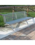 Panchina con schienale interamente in acciaio inox con seduta ergonomica - cm 197x62x75,9h