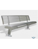 Panchina con schienale realizzata interamente in acciaio inox - cm 180x64,5x7,4h