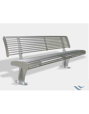 Panchina con schienale realizzata interamente in acciaio inox - cm 180x64,5x7,4h