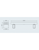 Panchina senza schienale con legno di pregio, in acciaio zincato e verniciato - cm 200x40x45h