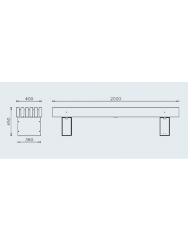 Panchina senza schienale con legno di pregio, in acciaio zincato e verniciato - cm 200x40x45h