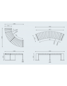 Panchina angolare senza schienale in acciaio e legno di pregio, finitura acciaio zincato e verniciato - Modulo da 90° o 45°